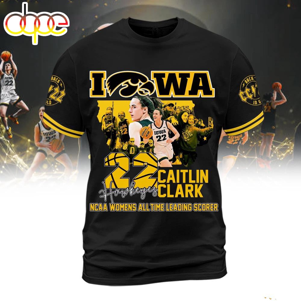 Caitlin Clark Iowa Hawkeyes 2024 NCAA Women's All Time Leading Scorer 3D Shirt