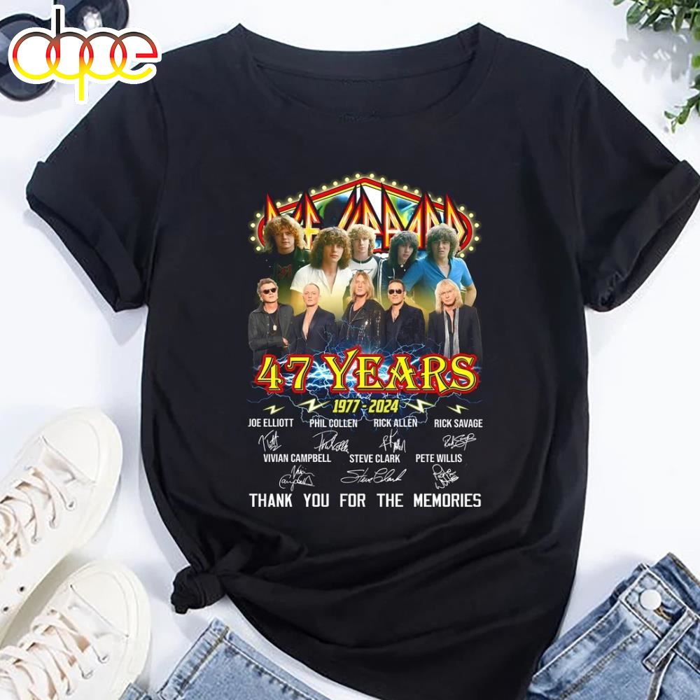 Def Leppard 47 Years Singature T Shirt Def Leppard Band Shirt