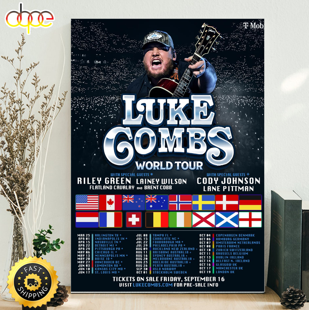 Luke Combs Getting Old 2024 World Tour Poster Canvas