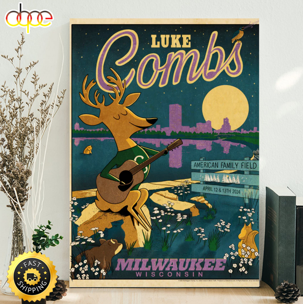 Luke Combs Milwaukee April 14 2024 Poster Canvas