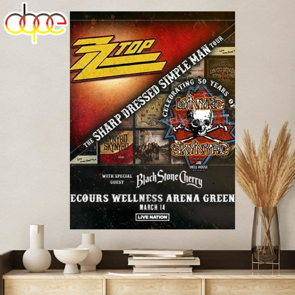 Lynyrd Skynyrd ZZ Top Tour 2024 Wall Art Poster Canvas