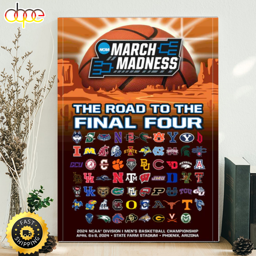 NCAA March Madness 2024 Mens Basketball Championships Official Poster Canvas