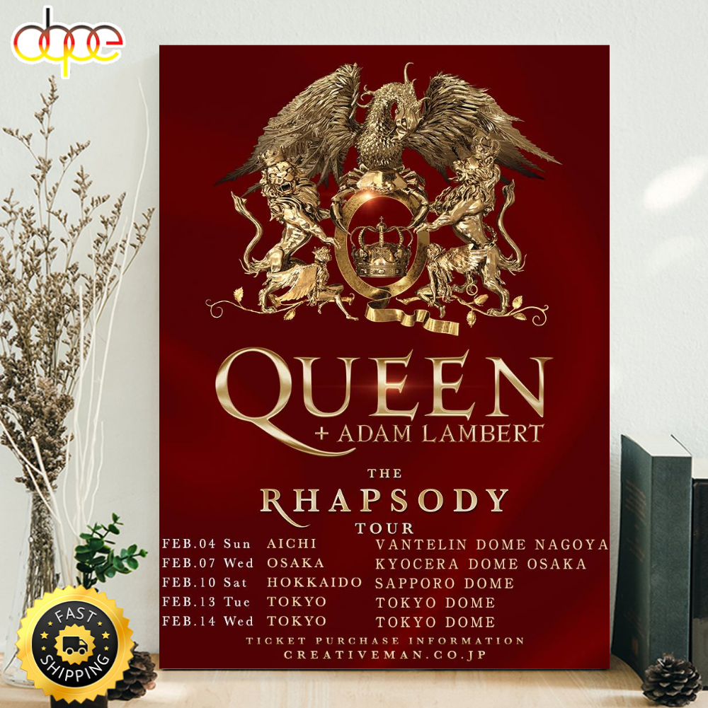Queen Adam Lambert Announce 2024 Japanese Tour Poster Canvas