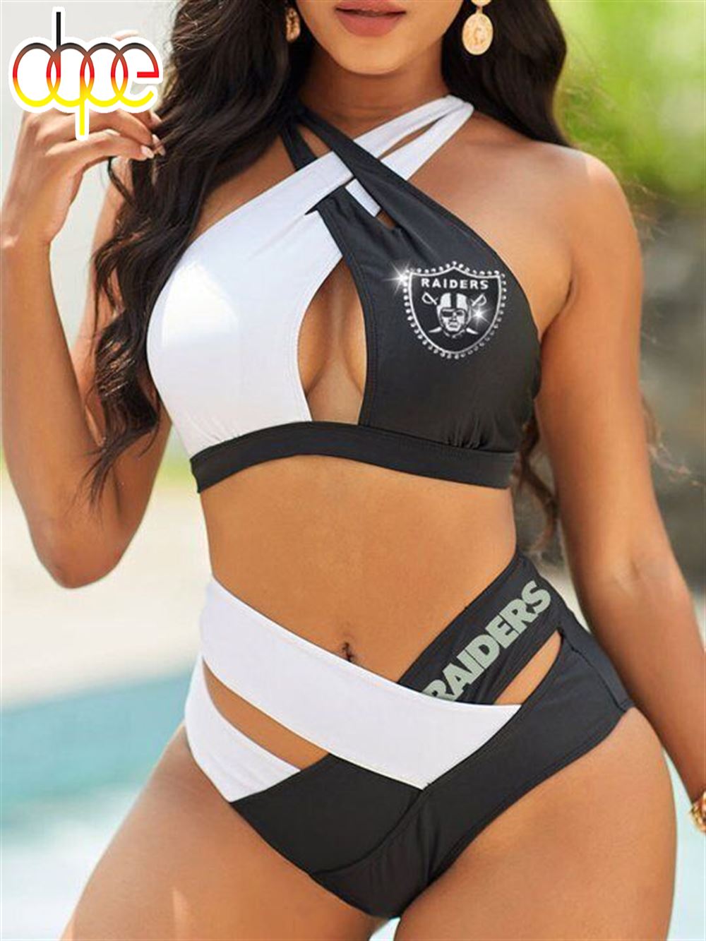 Raiders Las Vegas Black White Women Bikini Set Sporty Bikini Sets