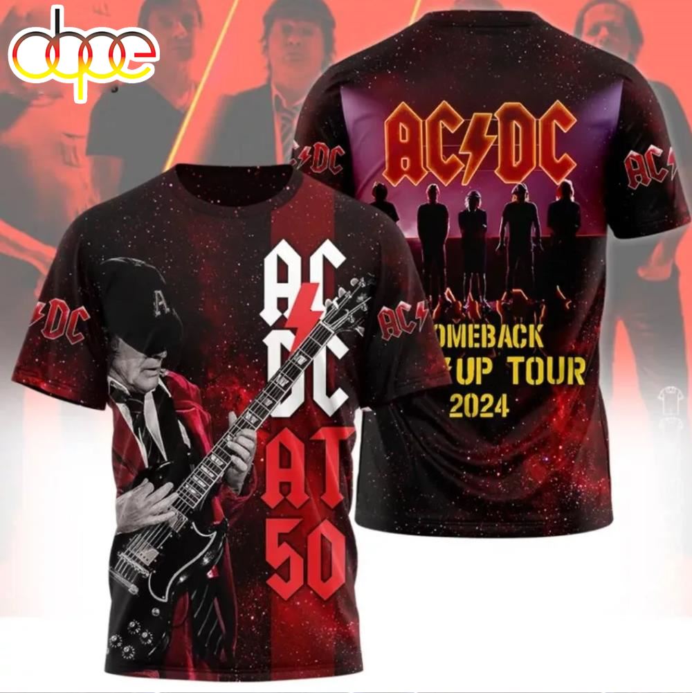 Rock Band ACDC Tour 2024 3D T Shirt ACDC Pwr Up World Tour 2024 3D T Shirt