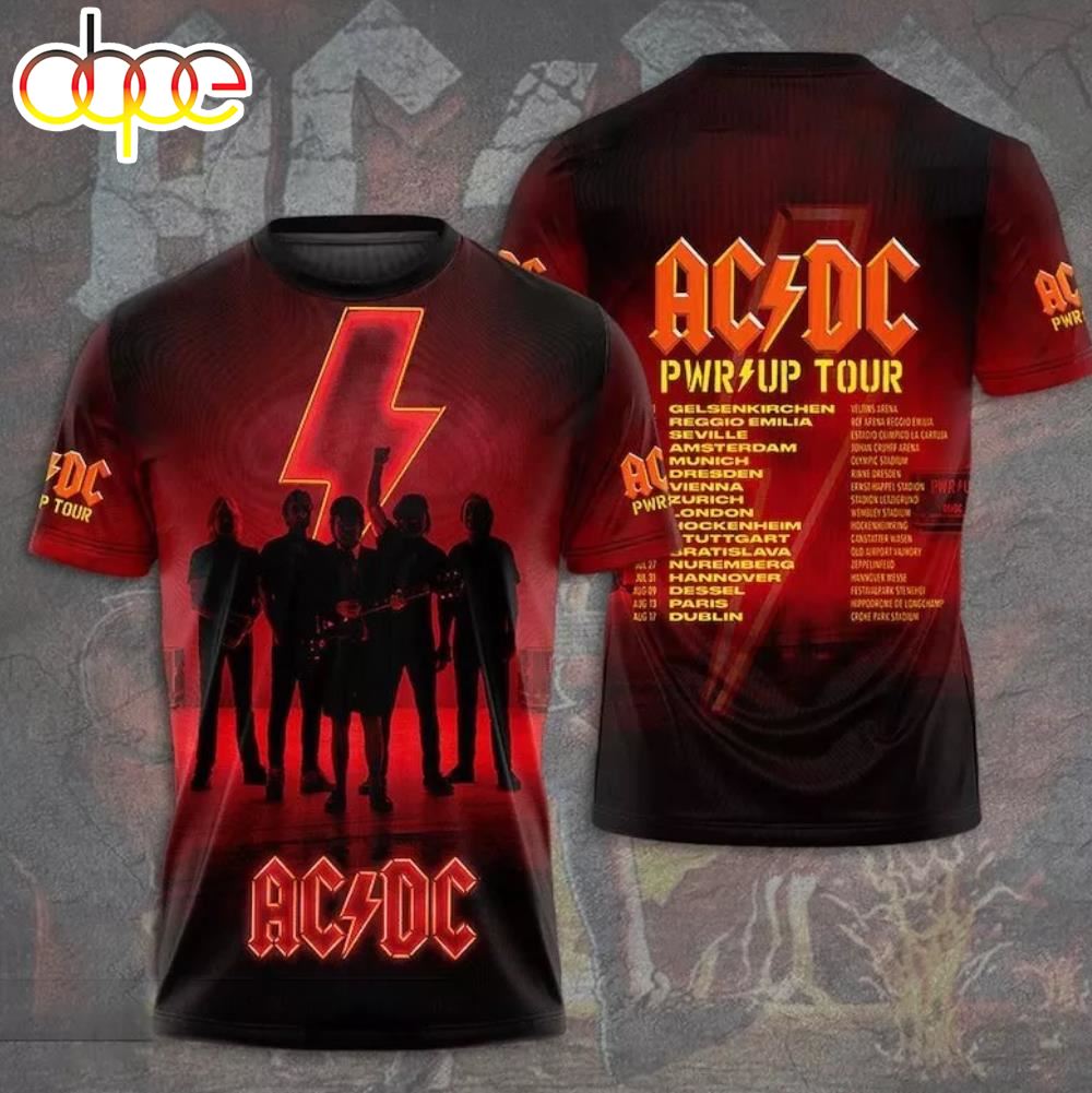 Rock Band ACDC Tour 2024 ACDC Pwr Up World Tour 2024 3D T Shirt