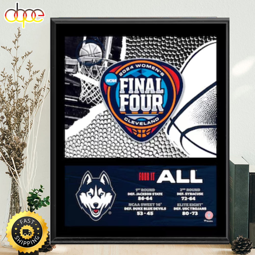 UConn Huskies Fanatics Authentic Framed 2024 NCAA Mens Basketball Tournament March Poster Canvas