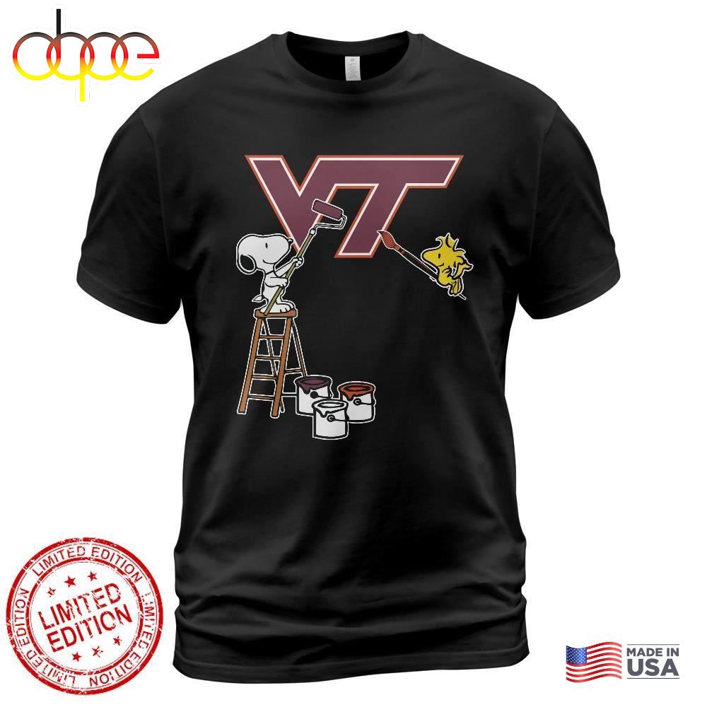 Virginia Tech Hokies Snoopy And Woodstock Painting Logo Shirt