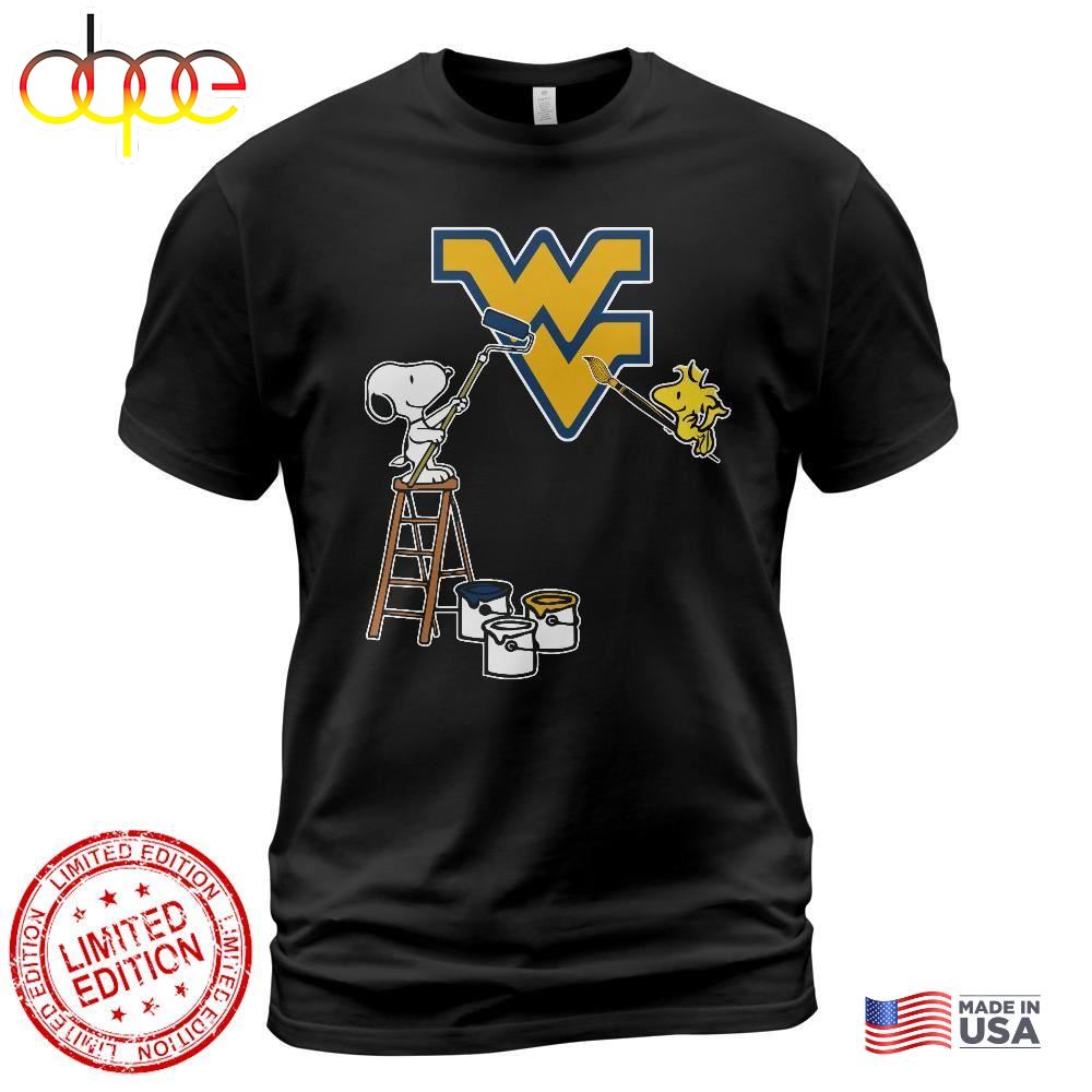 West Virginia Mountaineers Snoopy And Woodstock Painting Logo Shirt