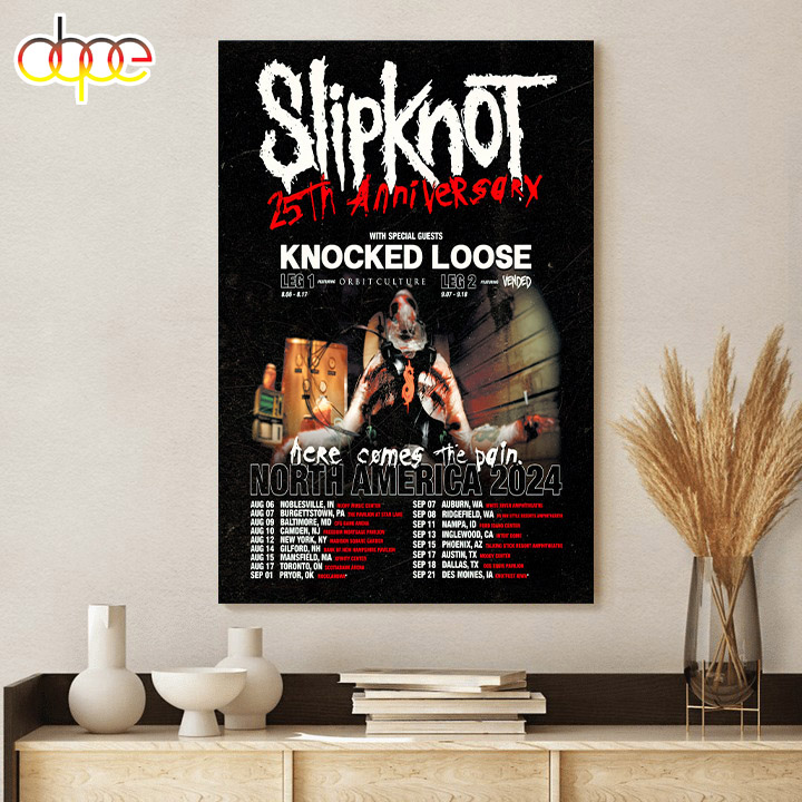25th Anniversary Knocked Loose Slipknot Tour 2024 Poster Canvas
