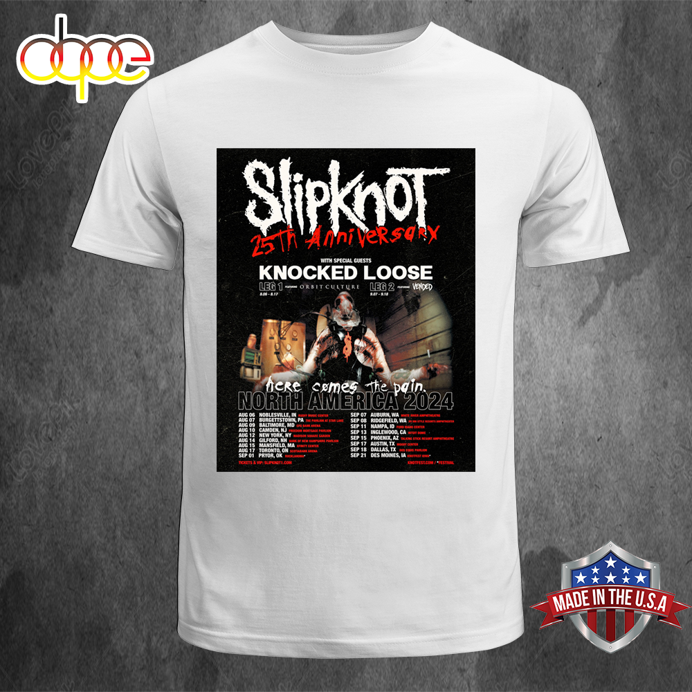 25th Anniversary Knocked Loose Slipknot Tour 2024 Unisex T Shirt