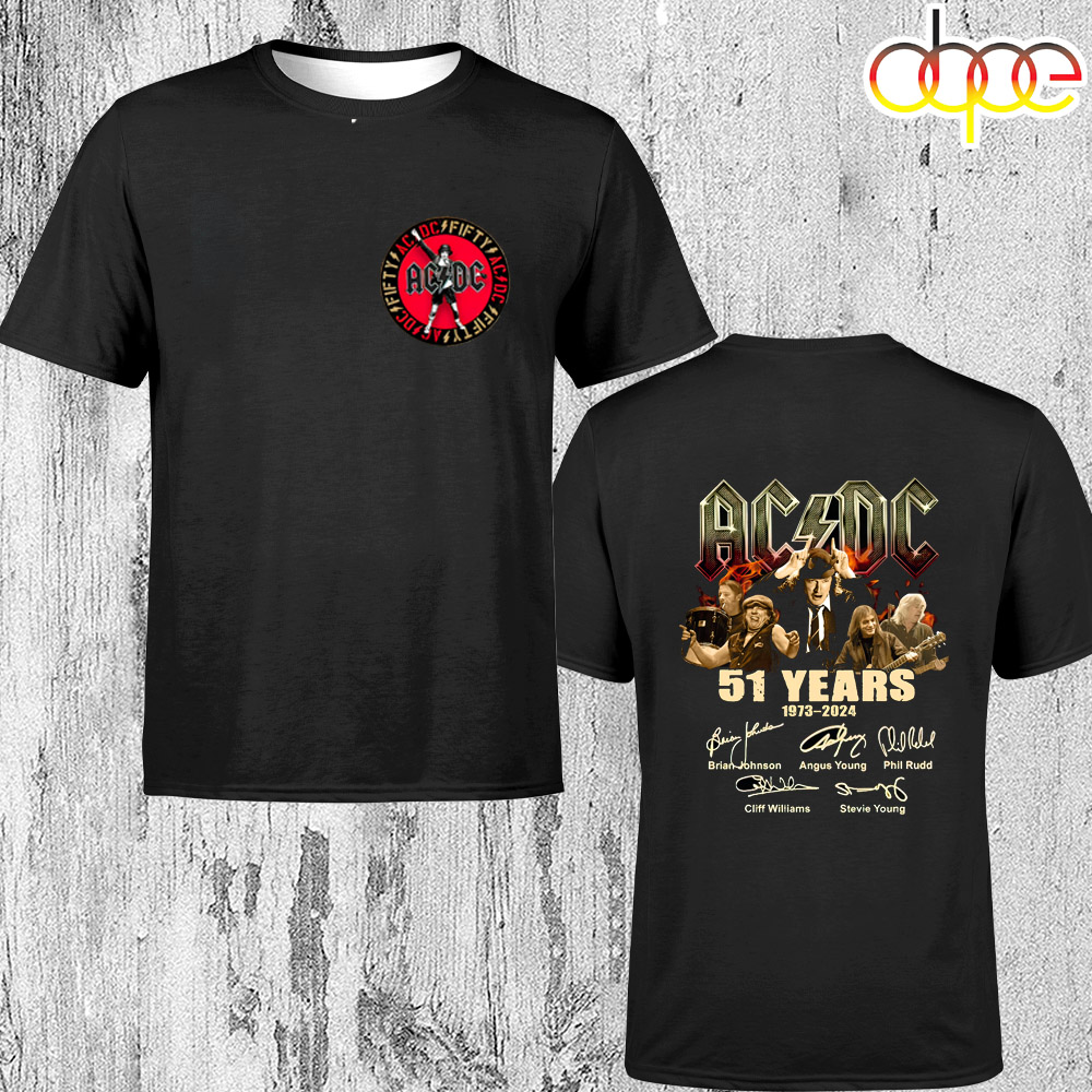 51 Years ACDC 1973 2024 Signature Rock Unisex T Shirt