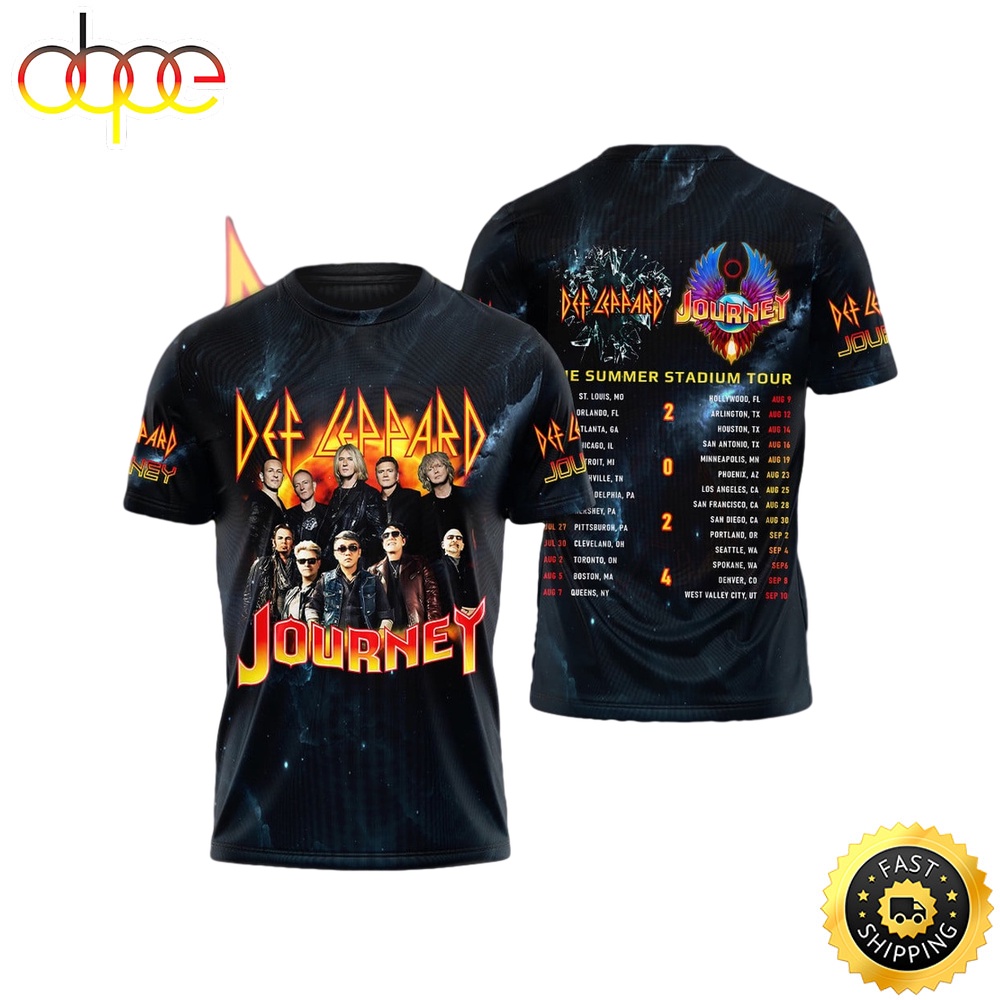 Def Leppard Journey 2024 Summer Tour Music 3D T Shirt