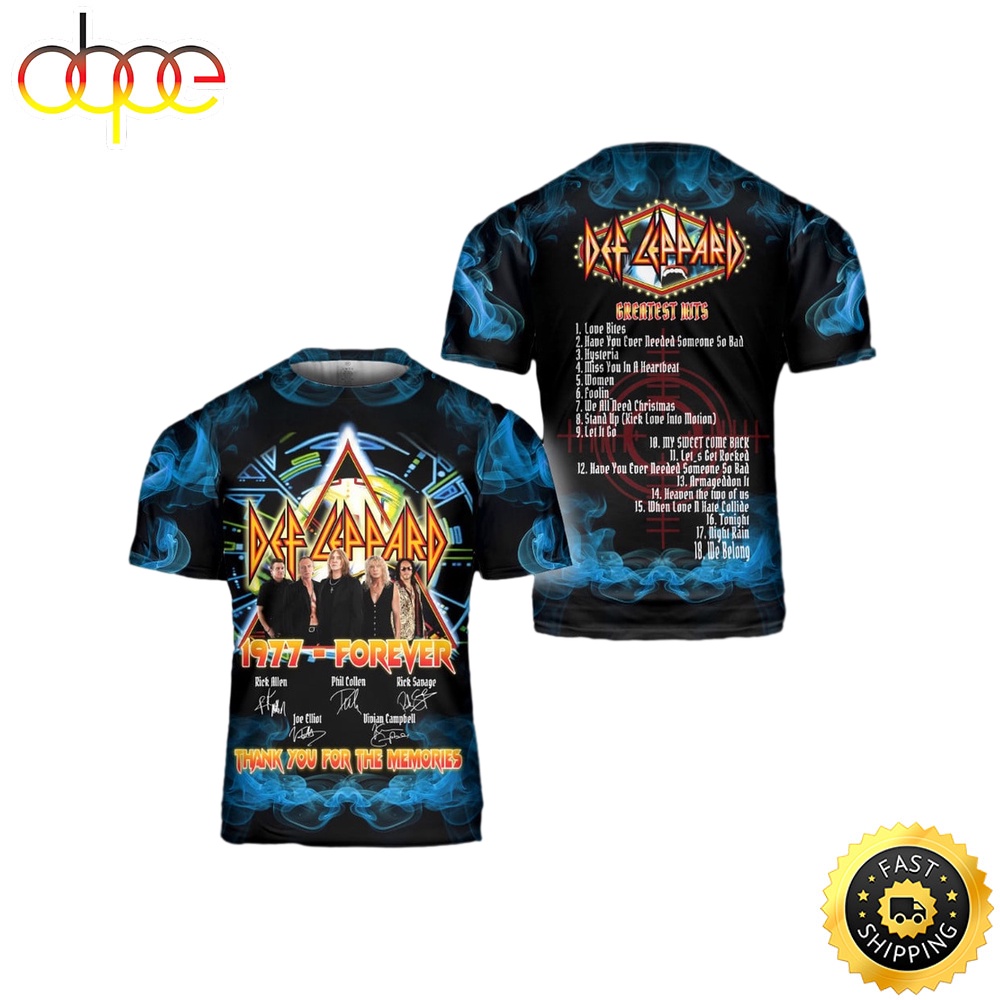 Def Leppard Memories 1977 Forever Edition Limited 3D T Shirt