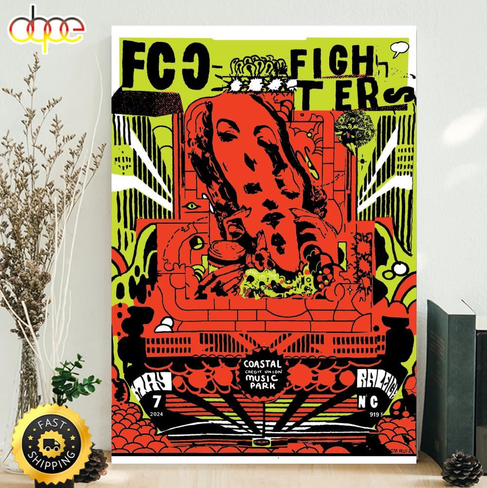 Foo Fighters Raleigh Tonight Poster For Coastal Credit Union Music Park Show On May 7 2024 Poster Canvas