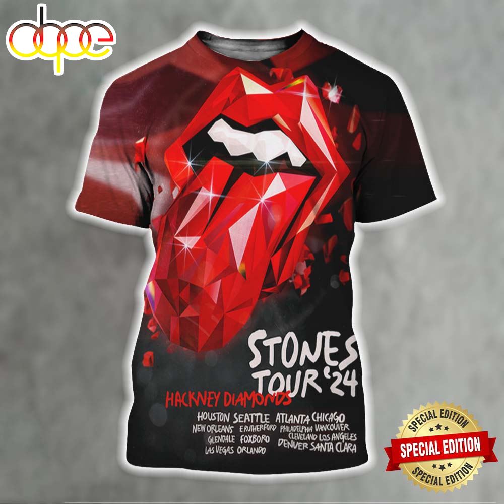 Hackney Diamonds Tour Stones 2024 Tongues All Over Print Shirt