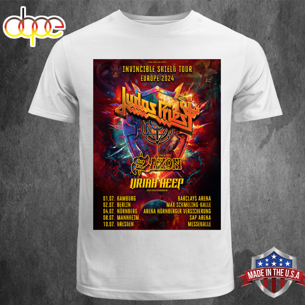 Judas Priest Invincible Shield Tour Europe 2024 July T-shirt ...