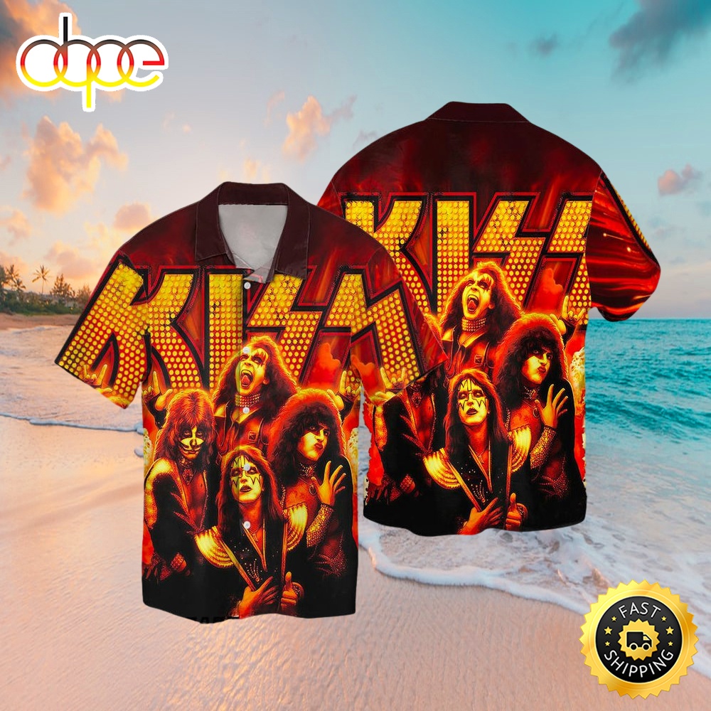 KISS Rock Band Four Members Hawaiian Shirt