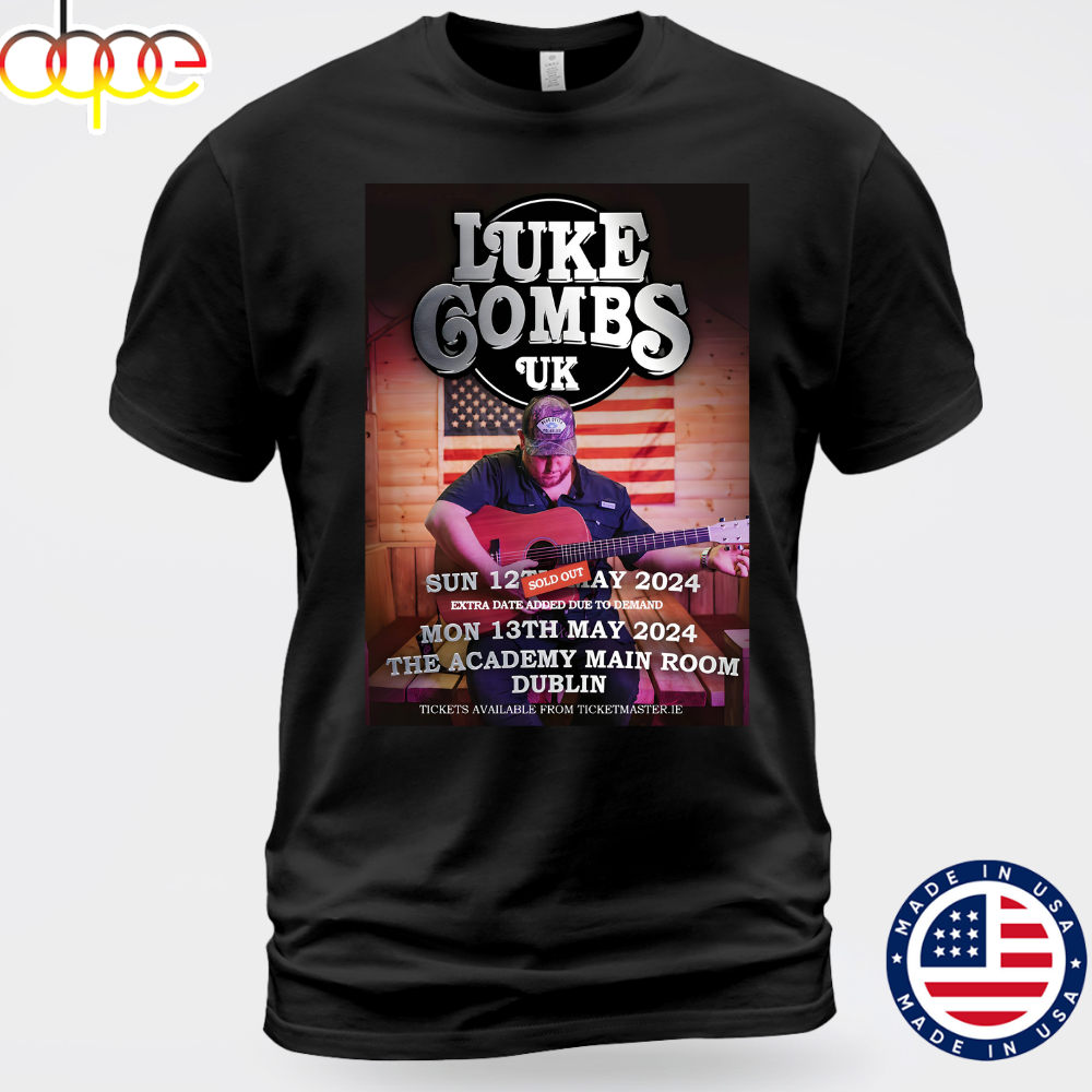 LUKE COMBS UK Getting Old 2024 World Tour Black T Shirt Unisex