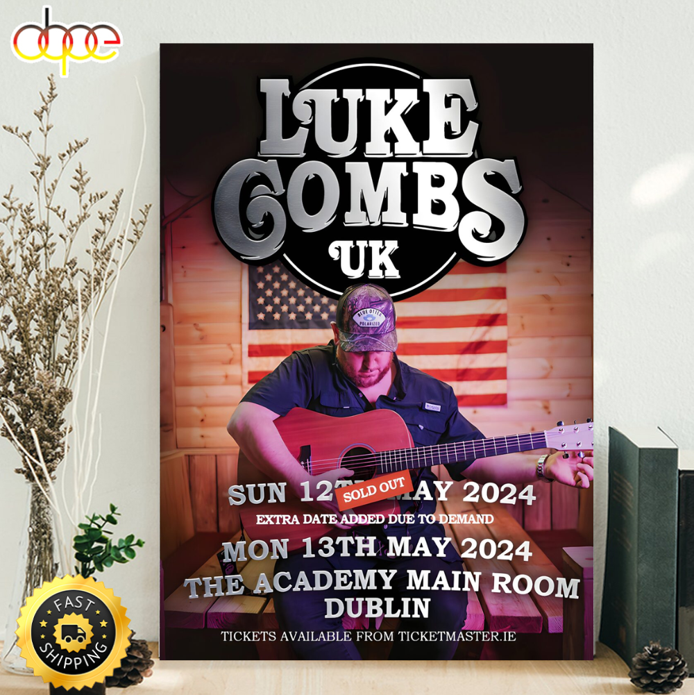 LUKE COMBS UK Getting Old 2024 World Tour Poster Canvas
