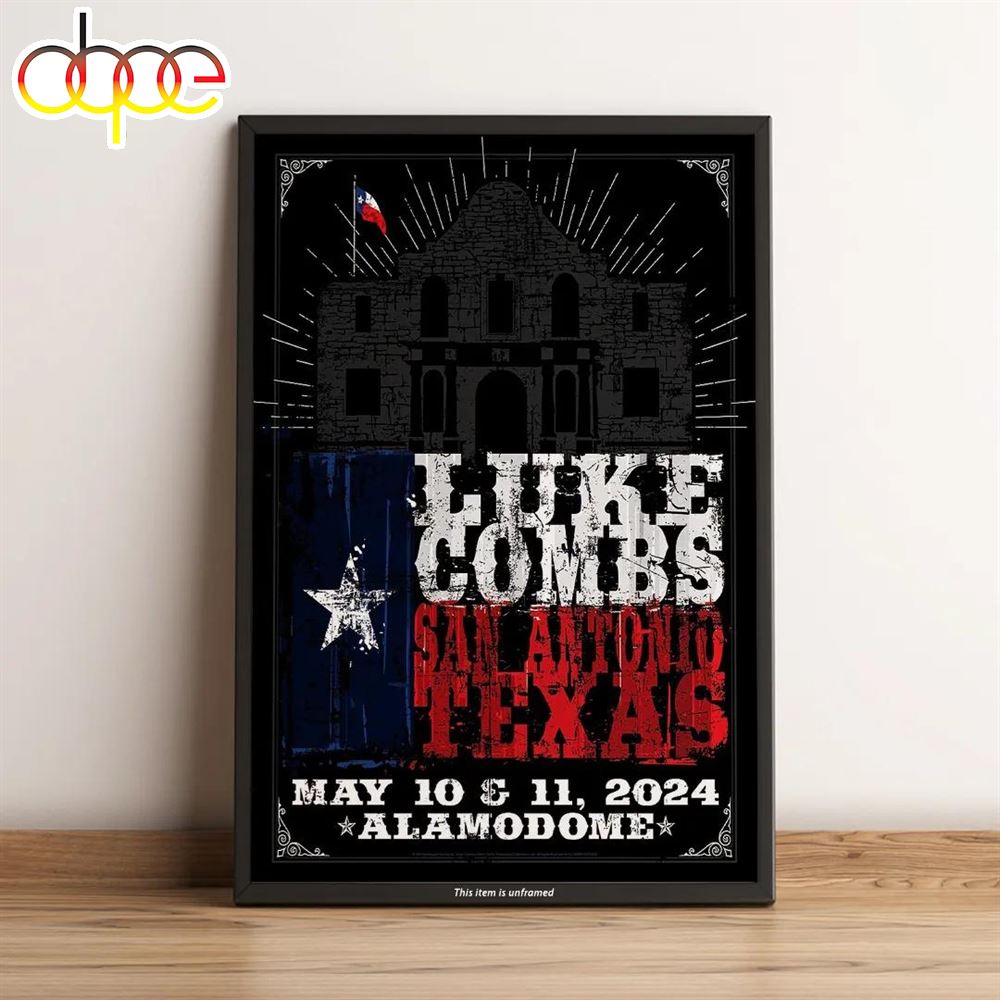 Luke Combs San Antonio TX May 10 11 2024 Alamodome Event Poster Canvas
