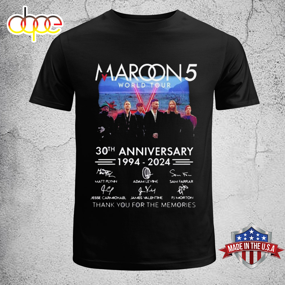 Maroon 5 Band 30 Years T Shirt Maroon 5 Band 2024 Tour Unisex T Shirt