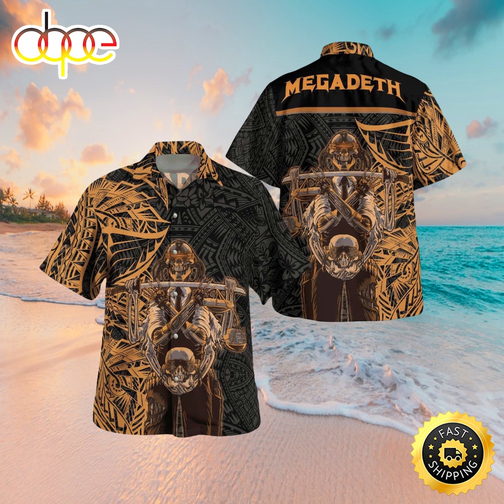 Megadeth Band Tribal Music Skull Hawaiian Shirt
