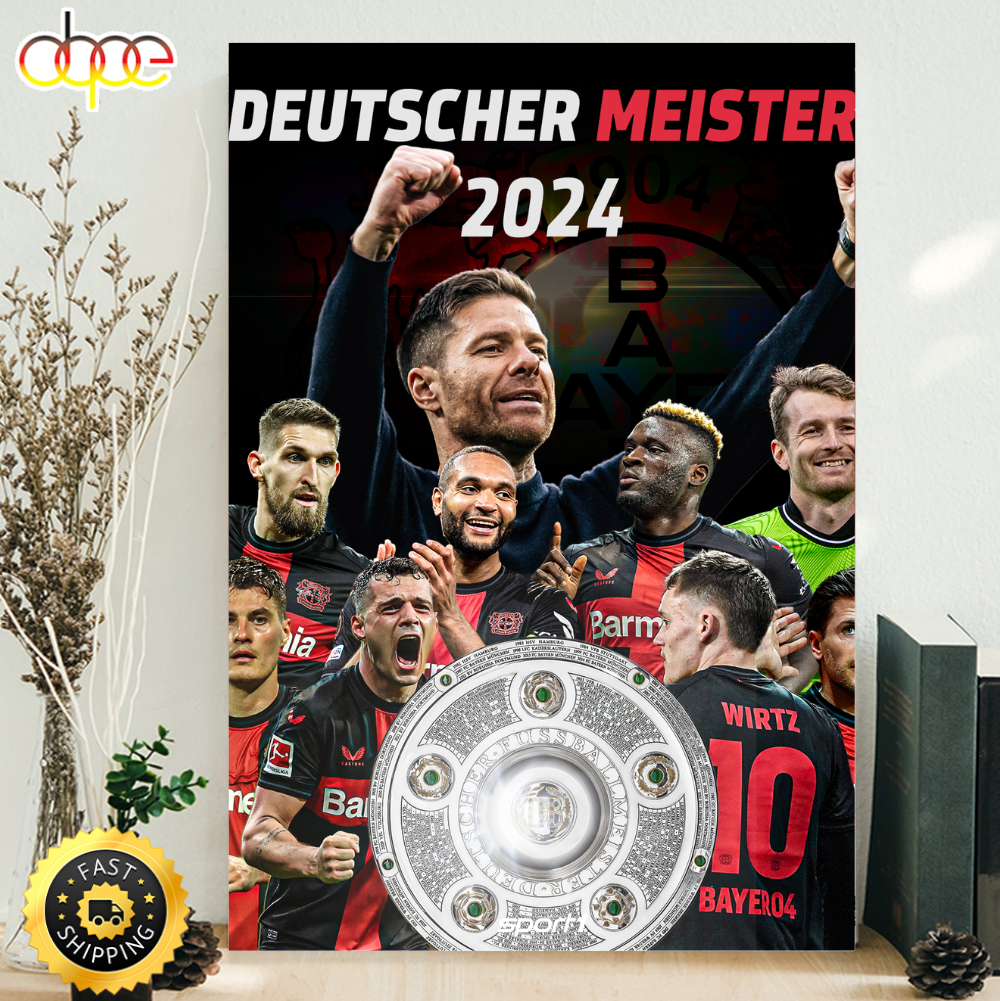 Original Bundesliga Deutscher Meister Bayer 04 Leverkusen Poster Canvas