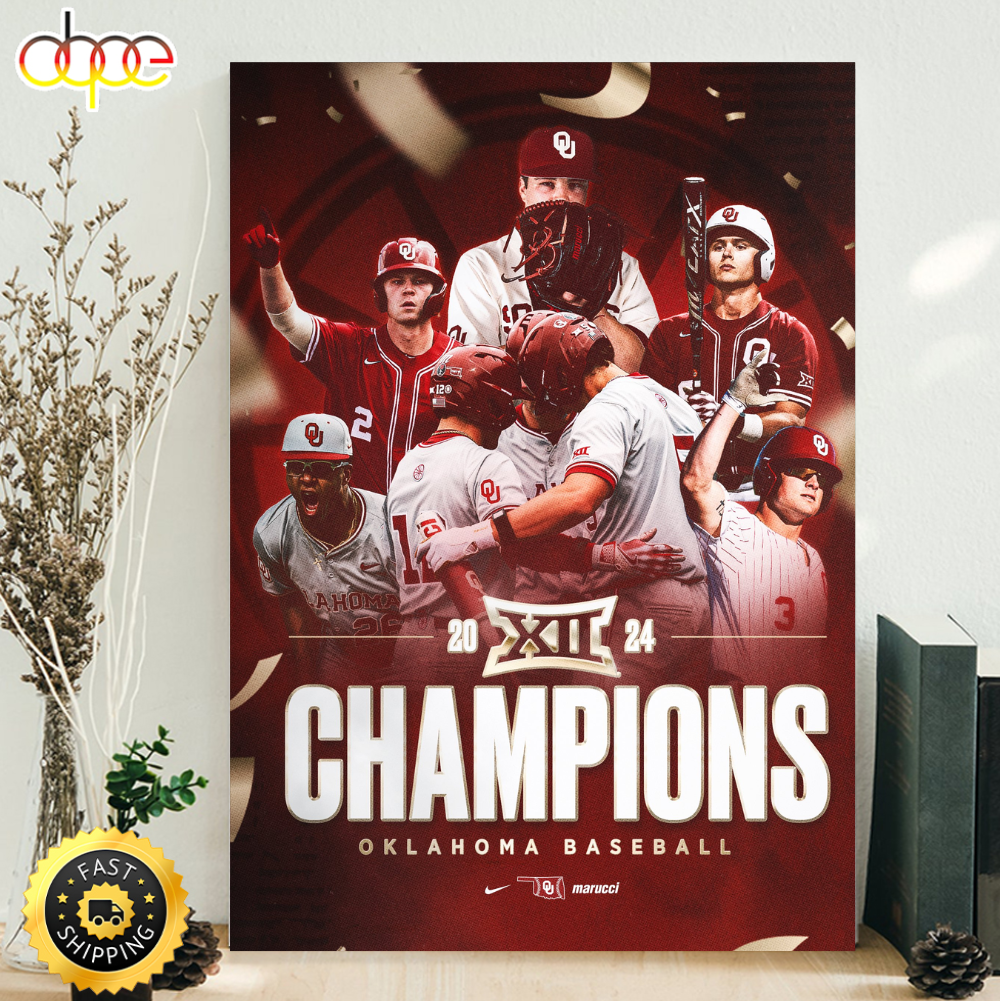 Original Oklahoma Sooners 2024 Big 12 Softball Conference Tournament Champions Poster Canvas