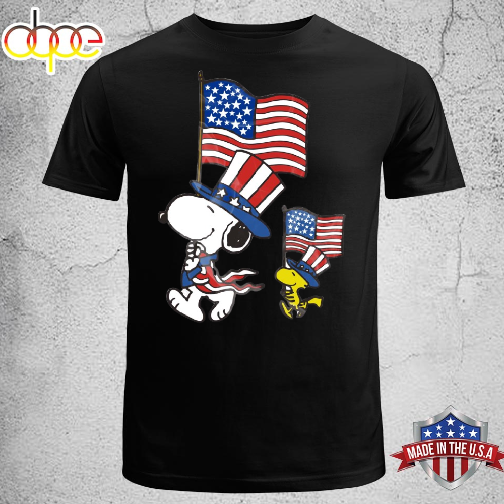 Peanuts Snoopy Woodstock 4th Of July Flags Unisex T Shirt