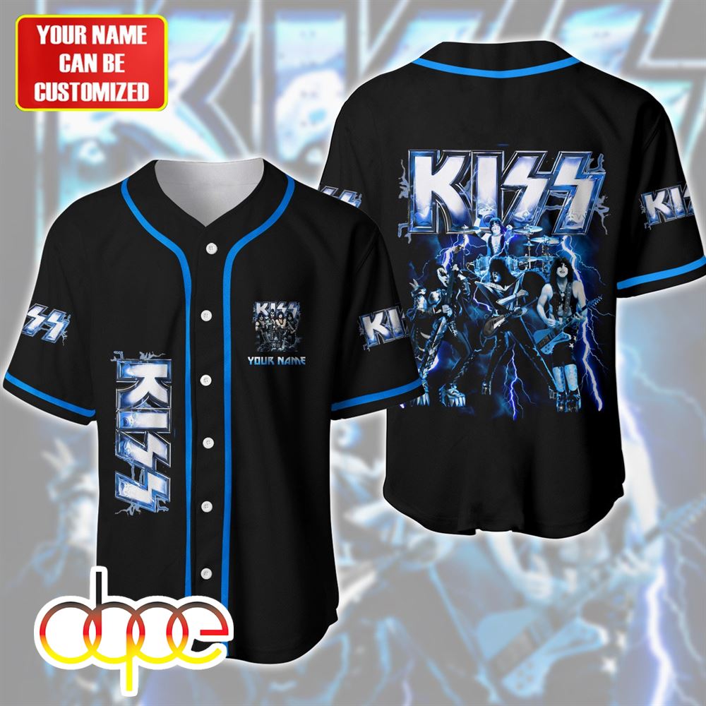 Personalized Kiss Band Lightning Baseball Jersey Shirt
