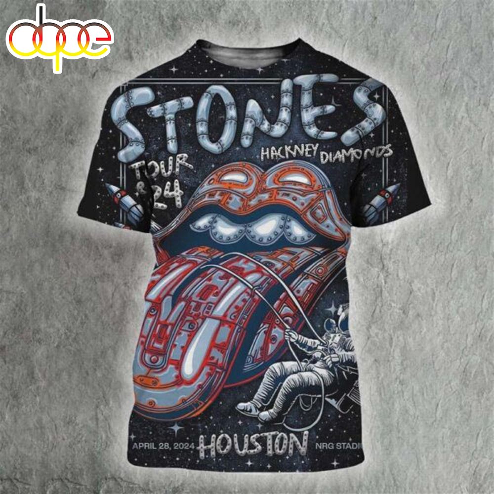 Rolling Stones Hackney Diamonds Tour 2024 Houston Poster On April 28 2024 Stadium All Over Print Shirt