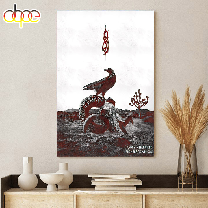 Slipknot Tour 2024 A Crow With Goat Skull Poster Canvas