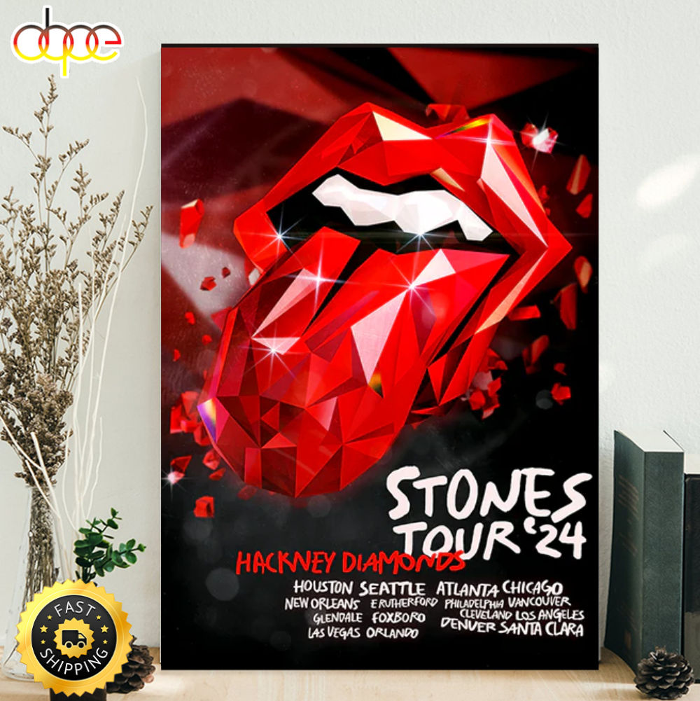 The Rolling Stones 2024 Hackney Diamonds Tour Lithograph Poster Canvas