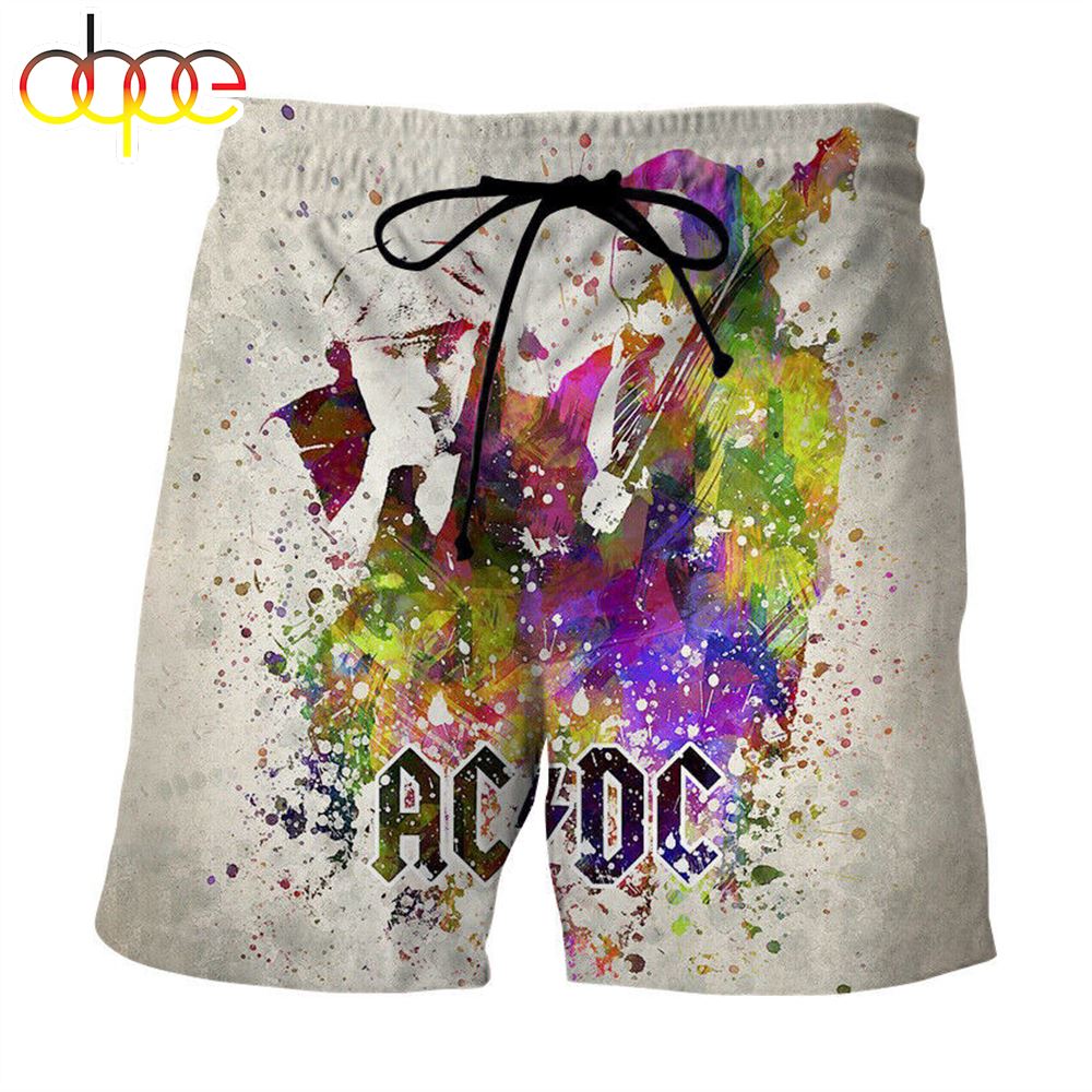 Unisex 3D ACDC Rock Band Swim Shorts Swimming Trunks Beach Wear Surfing Gifts