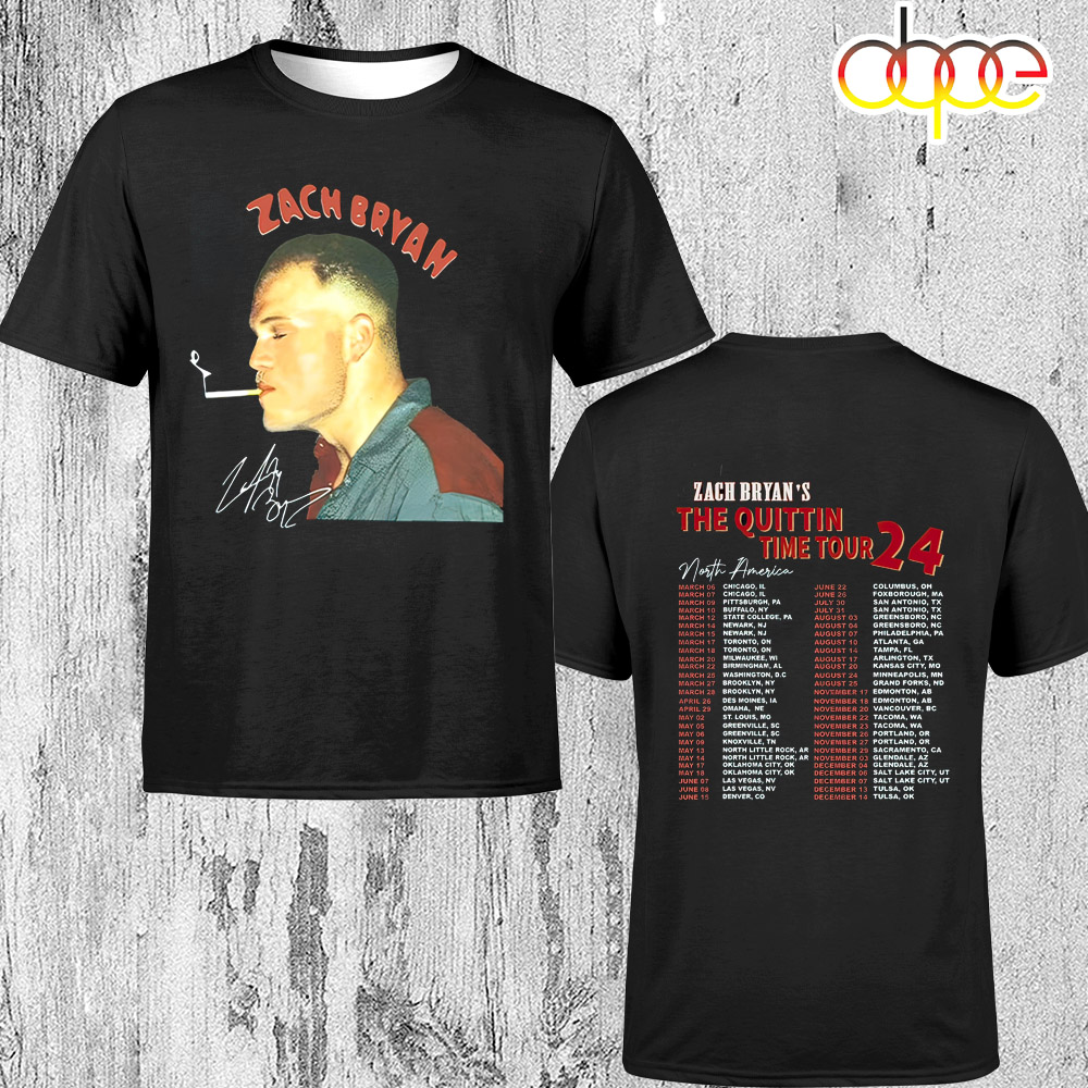 Vintage Zach Bryan The Quittin Time Tour 2024 Unisex T Shirt 1