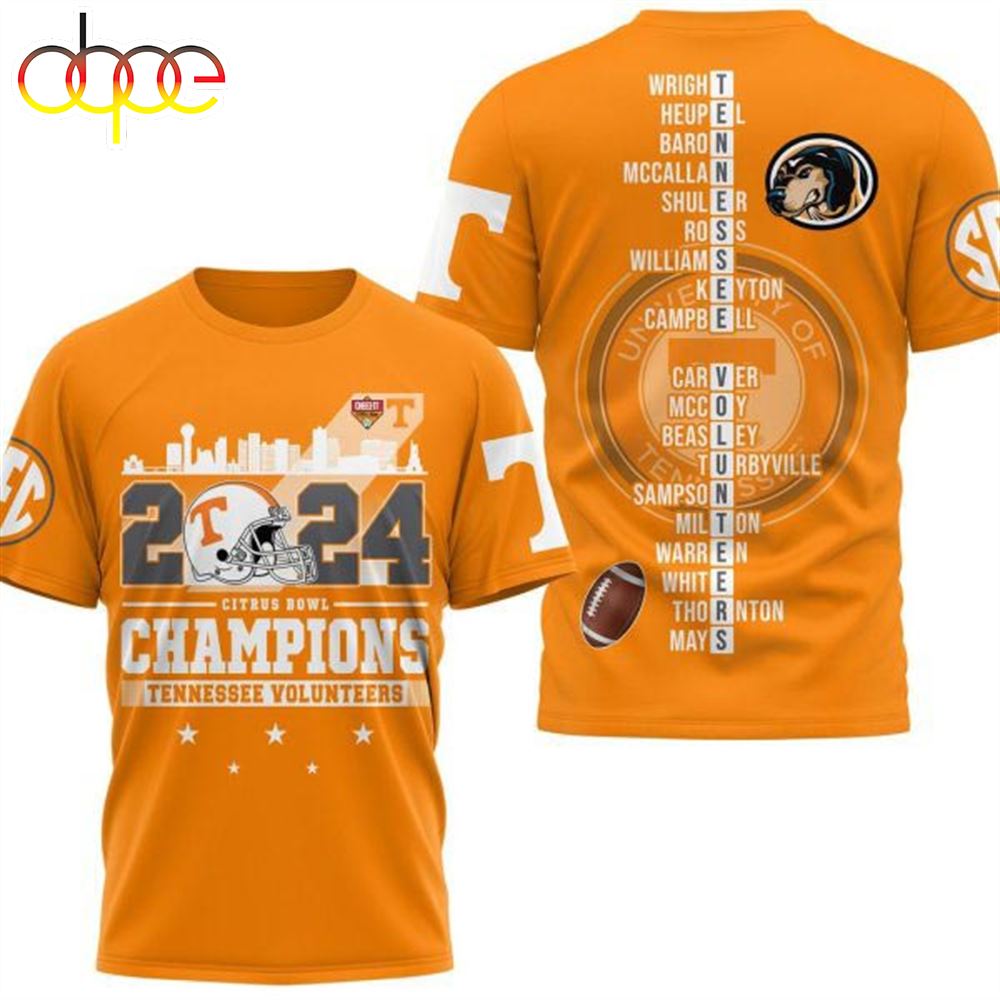 2024 Citrus Bowl Champions Tennessee Volunteers 3D Shirts