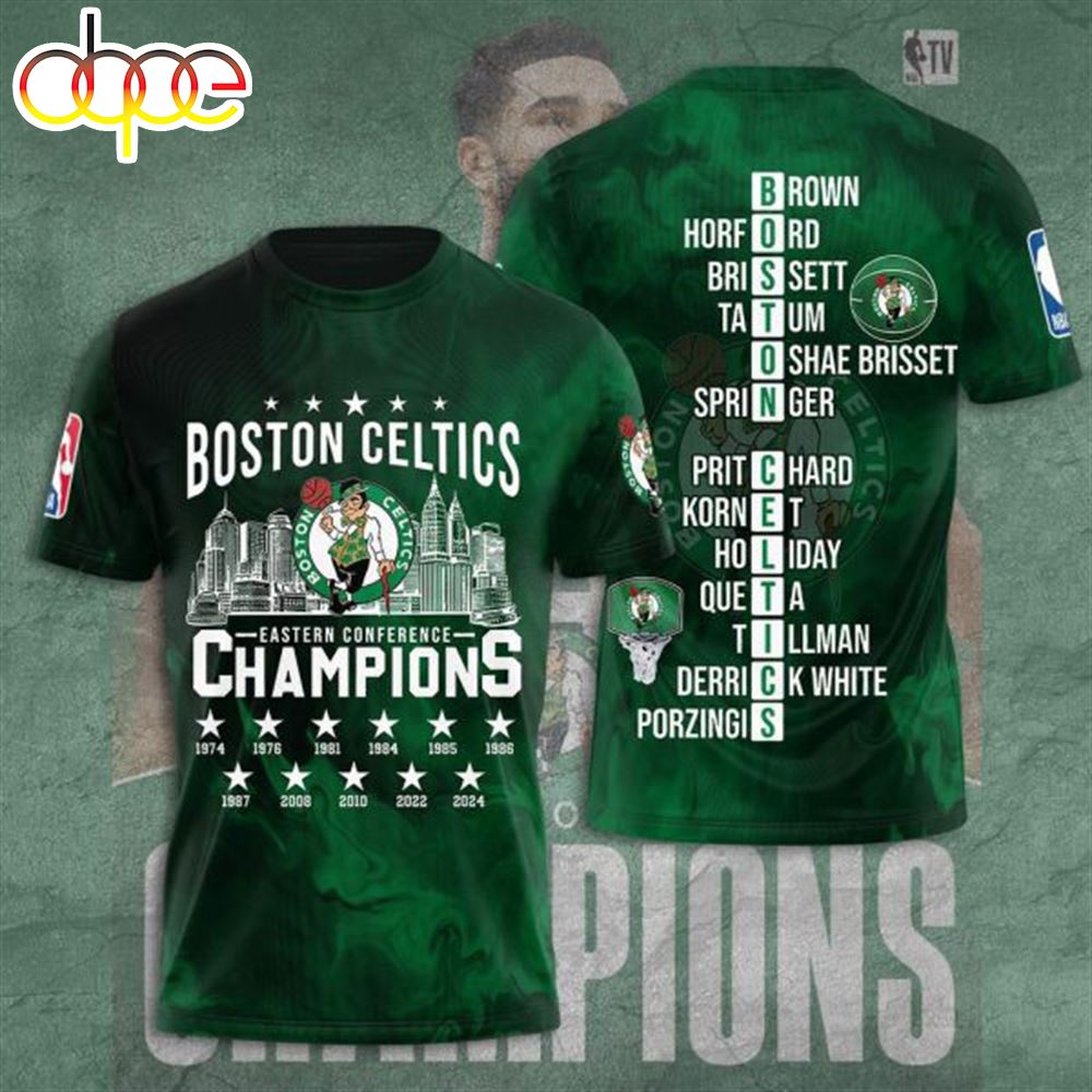 2024 Eastern Conference Champions Boston Celtics Special Design 3D T Shirt