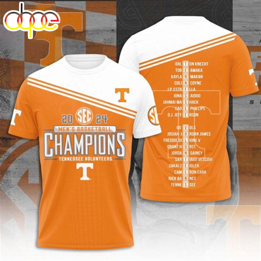 2024 Men's Basketball Champions Tennessee Volunteers 3D Shirt