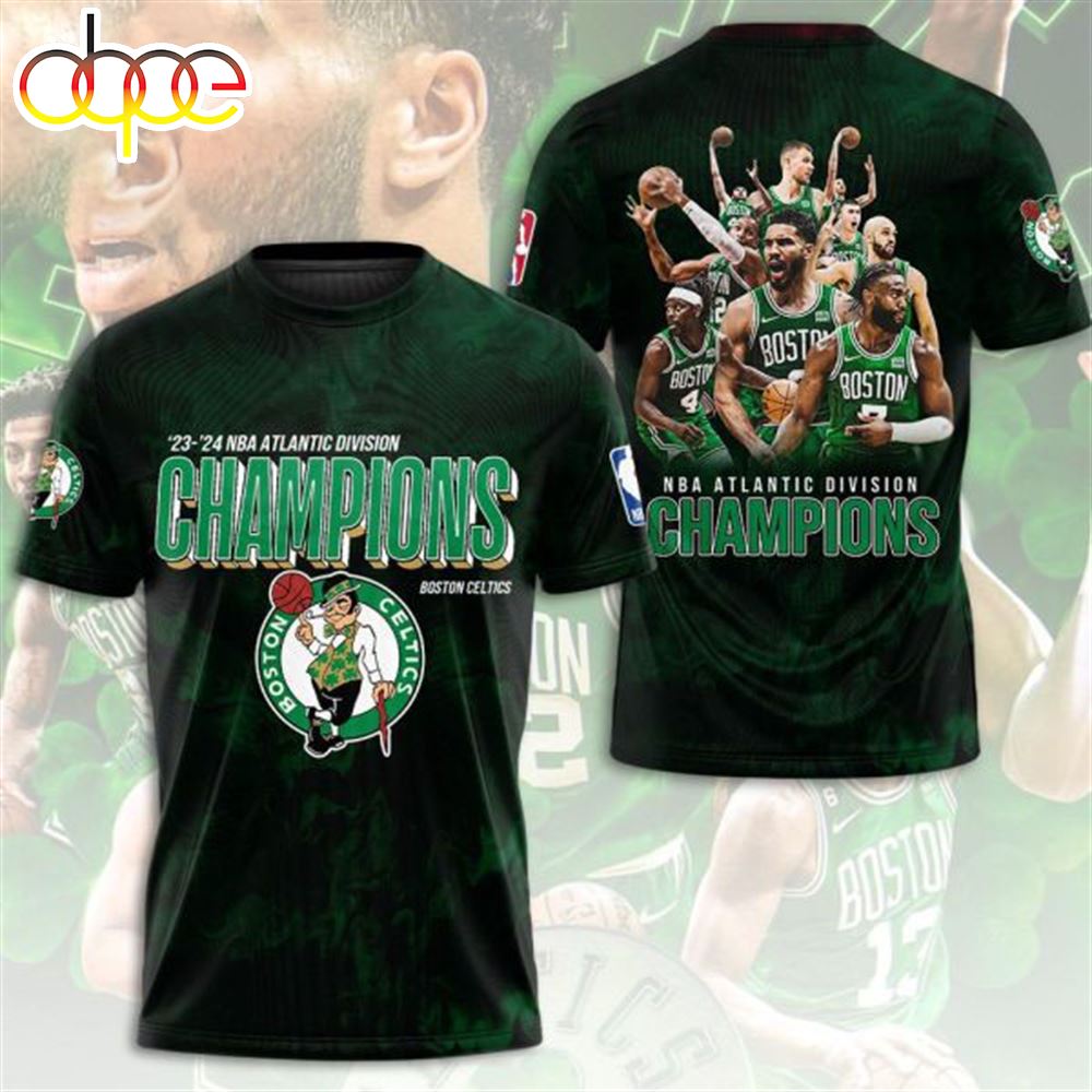 23 24 NBA Atlantic Division Champions Boston Celtics 3D T Shirt