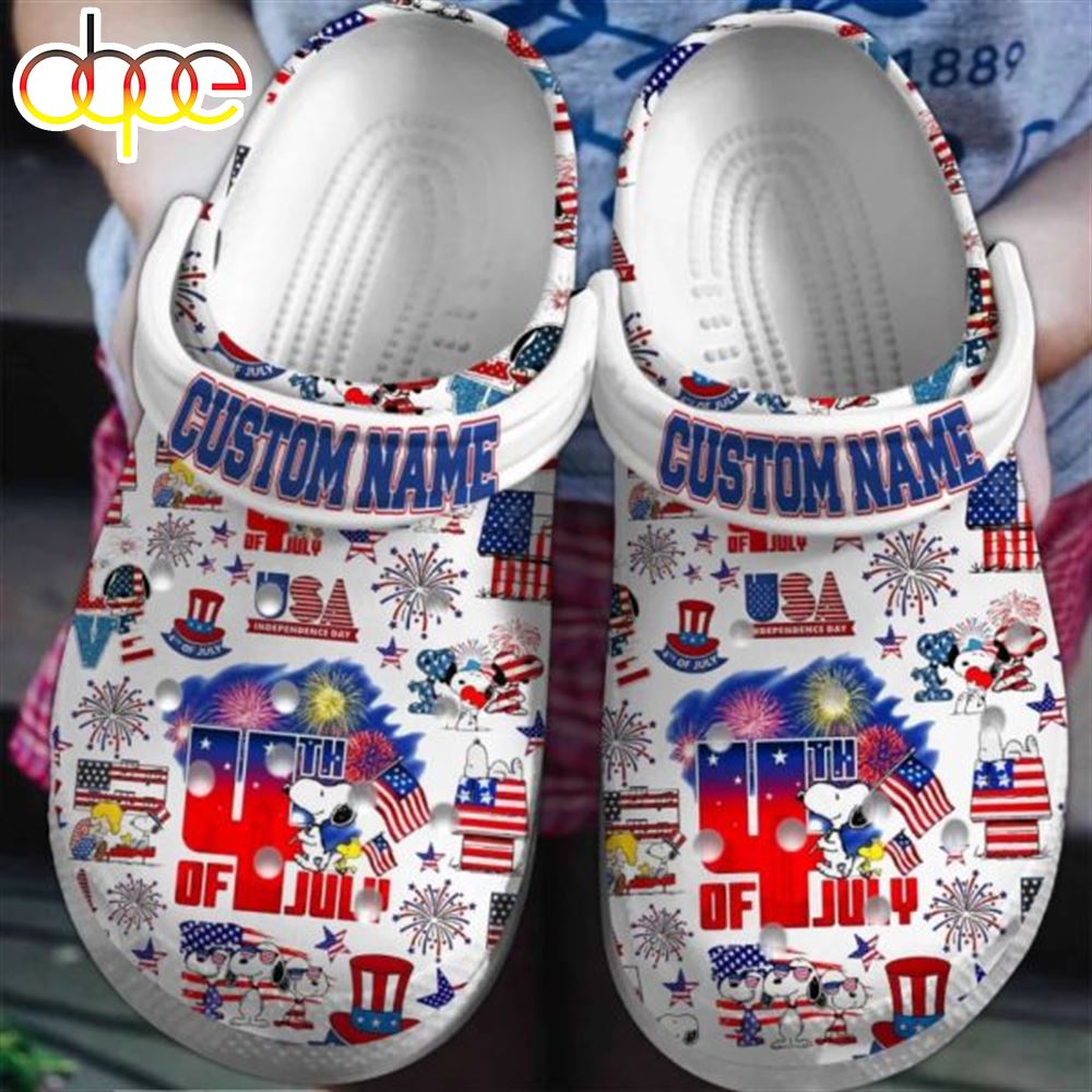 4Th Of July American Independence Day Snoopy American Flag Clog