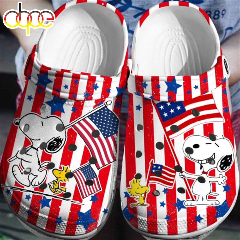 Amazing The Fourth Of July American Flags Snoopy Clog