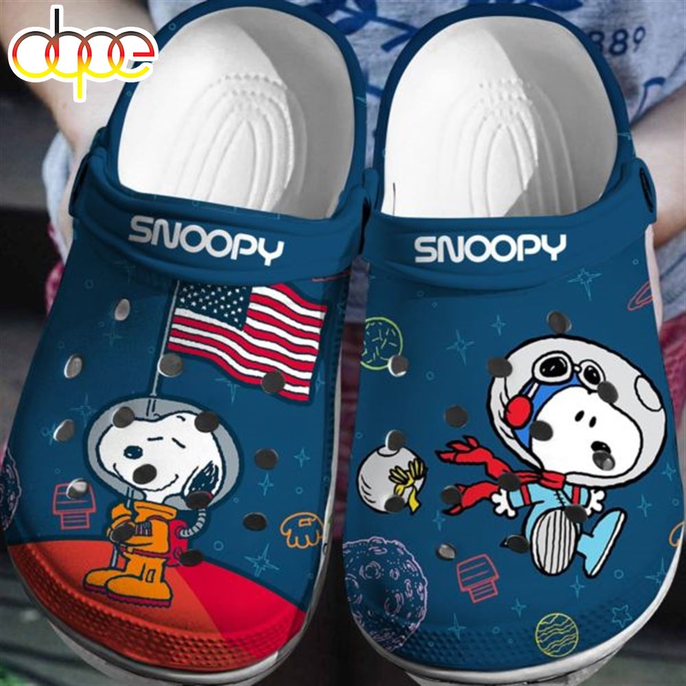 American Astronaut Flag Us Snoopy 4Th Of July Clog