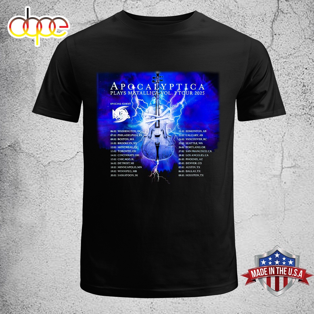 Apocalyptica Apocalyptica Plays Metallica Vol 2 US Tour 2024 Special Guest Nita Strauss Unisex T Shirt