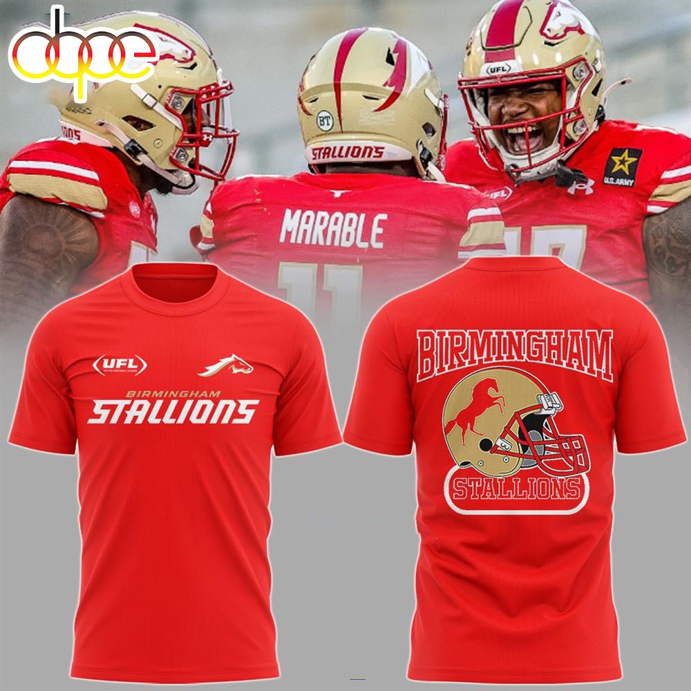 Birmingham Stallions UFL 2024 Conference Champions 3D Red T-Shirt ...