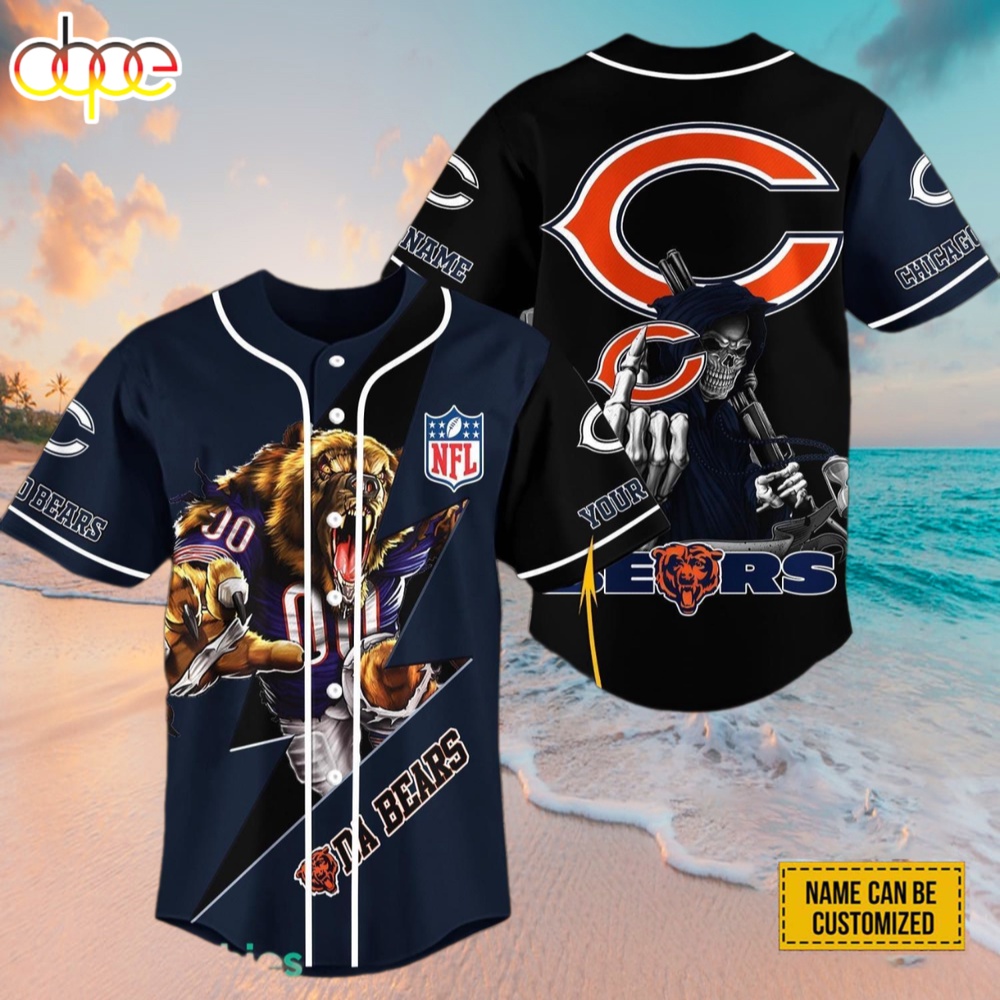 Custom Name Chicago Bears NFL Baseball Jersey Shirt