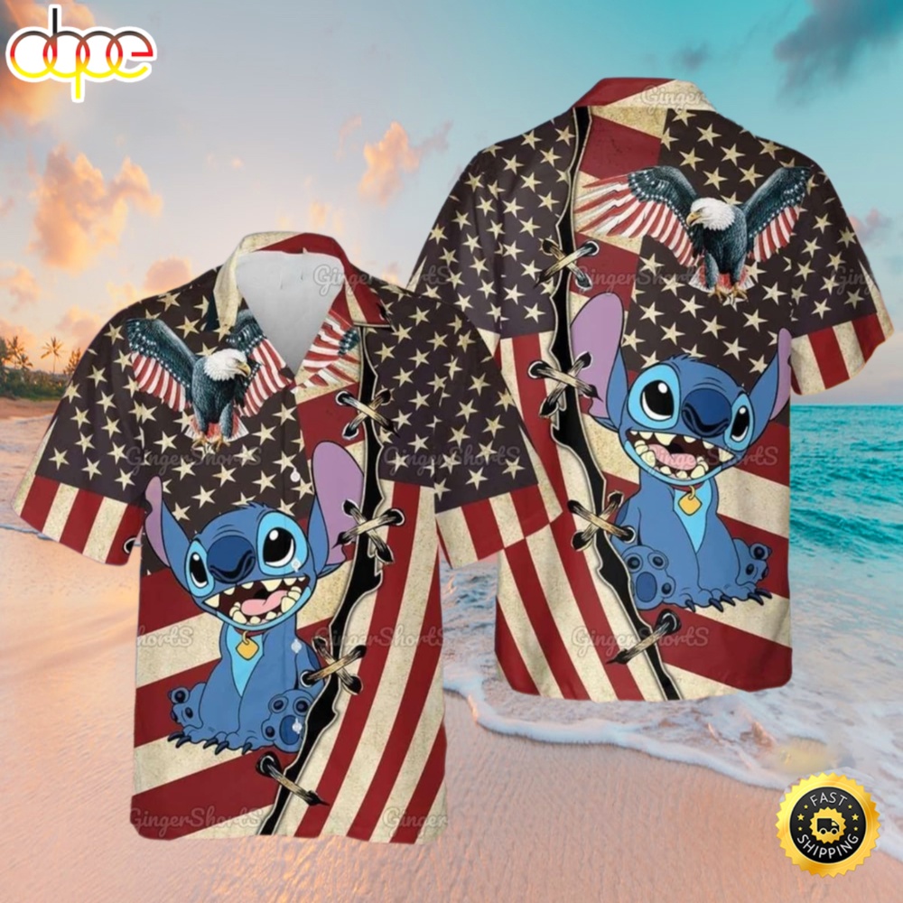 Funny Stitch 4th July Independence Day Hawaiian Shirt