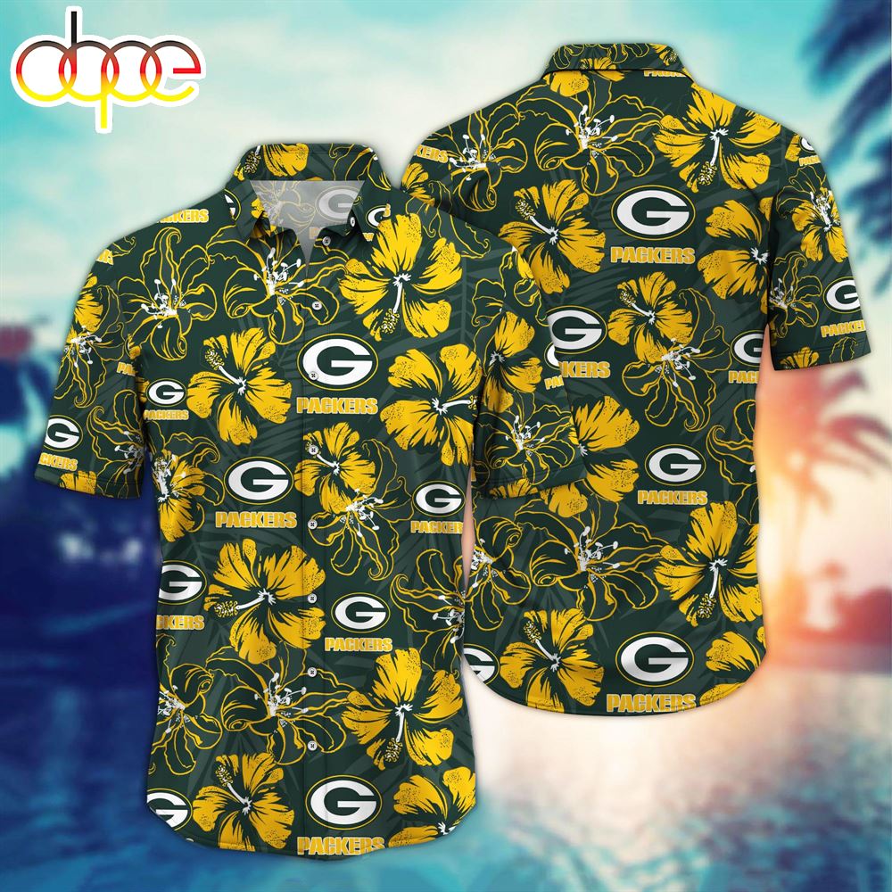 Green Bay Packers NFL Floral Button Hawaiian Shirt