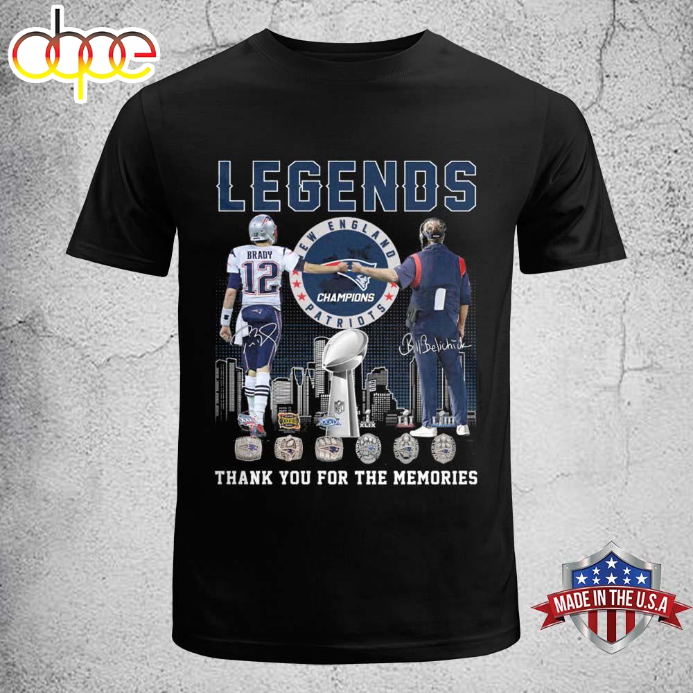 Legends New England Patriots Legends Tom Brady Thank You For The Memories Signatures Shirt