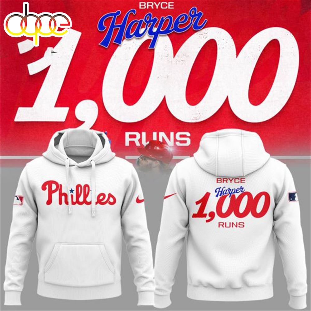 MLB Philadelphia Phillies Bryce Harper 1000 Runs Hoodie